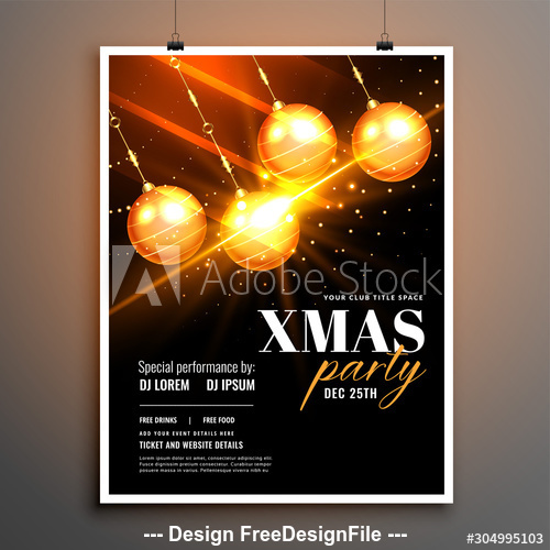 Shiny Christmas ball decoration New Year party cover flyer vector