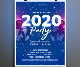 Shiny blue new year party flyer vector