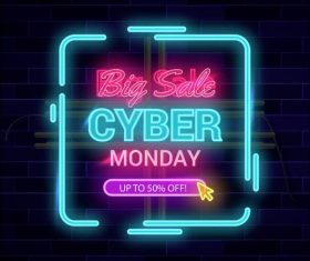 Shiny colorful square neon billboard vector