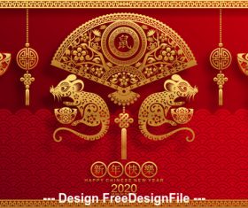 Silhouette Happy Rat New Year 2020 vector