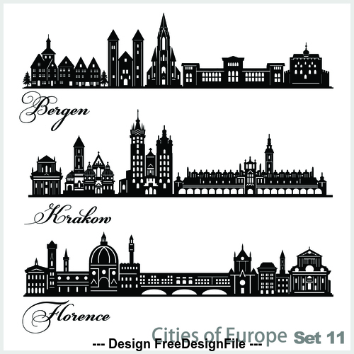 Silhouette cities building vector