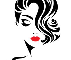 Silhouette woman fashion hairstyle vector