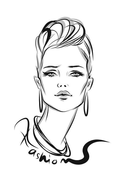 Sketch female portrait vector