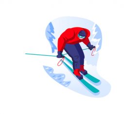 Skiing winter sport cartoon vector
