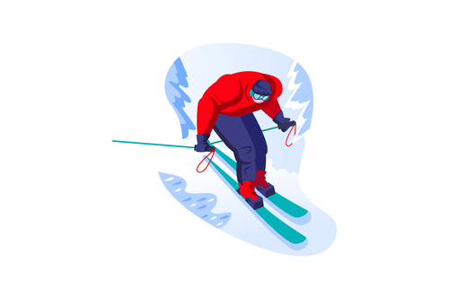 Skiing winter sport cartoon vector