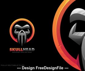 Skull head bold logo template vector