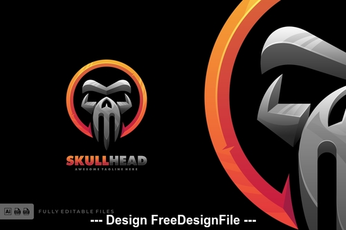 Skull head bold logo template vector