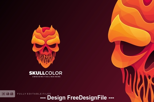 Skull head liquid logo template vector