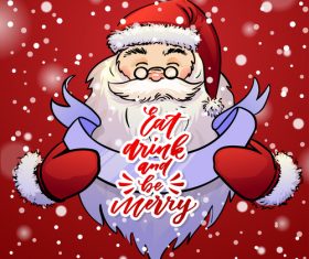 Snowflake background and santa cartoon vector