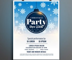 Snowflake christmas party flyer vector