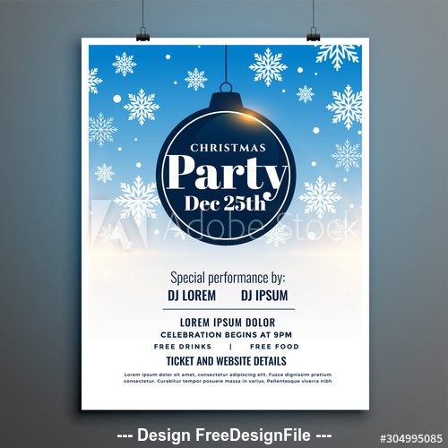 Snowflake christmas party flyer vector
