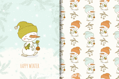 Snowman and cartoon background vector