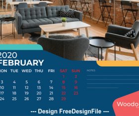 Sofa background calendar 2020 vector
