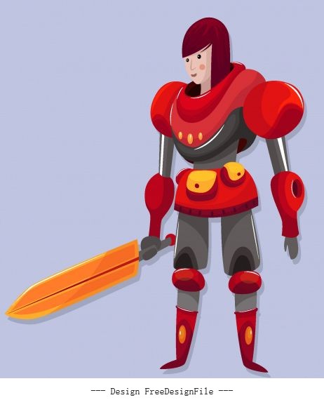 Space warrior sword armor girl vector