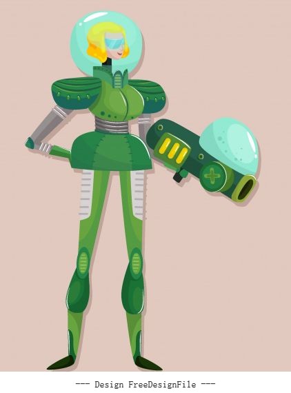 Space warrior woman modern armor vector