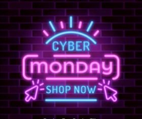 Special offer neon lights cyber monday vector