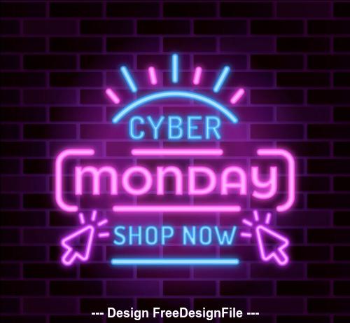 Special offer neon lights cyber monday vector