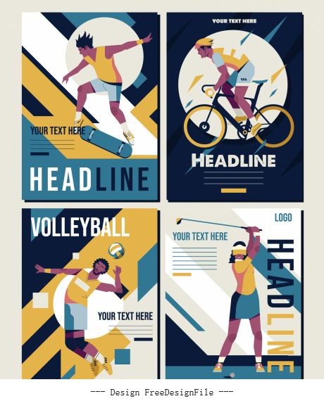 Sports banner templates colorful vector