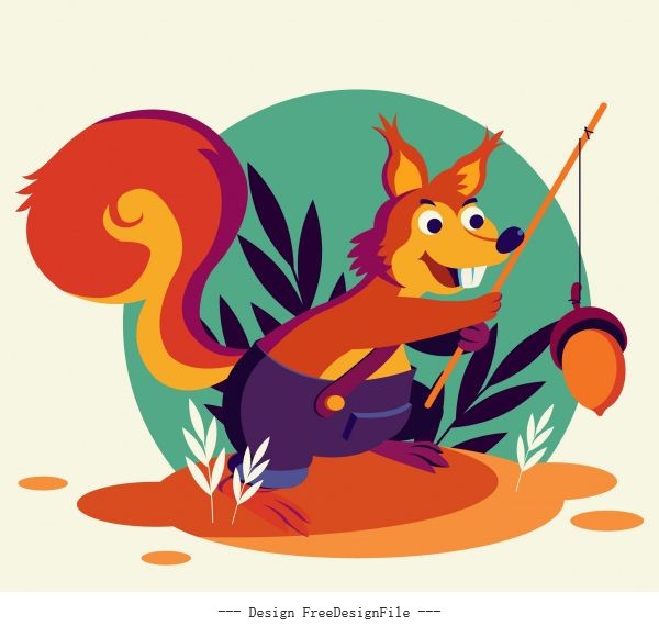 Squirrel cute stylized cartoon character vector