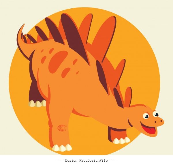 Stegosaurus dinosaur cute cartoon character orange vector