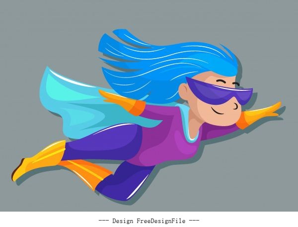 Superwoman cute cartoon character flying vector