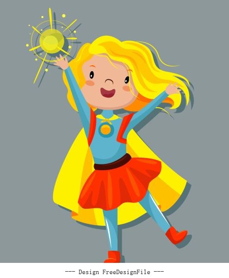 Superwoman magic kid cartoon character vector