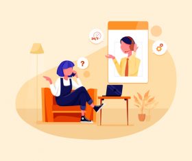 Talking with customer service illustration vector