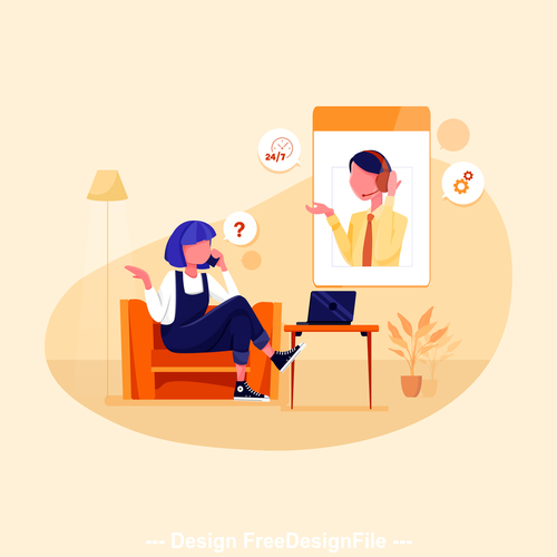 Talking with customer service illustration vector