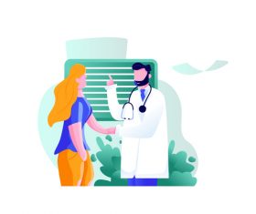 Talking with doctor cartoon illustration vector
