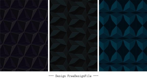 Technology abstract background dark repeating 3d illusion shapes vector set