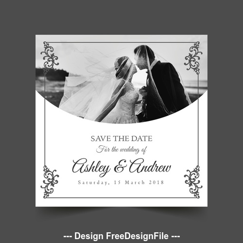 Template black and white wedding photo vector