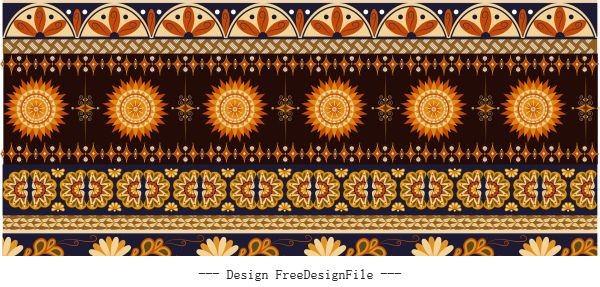Traditional fabric pattern colored flat repeating ethnic elements vector design
