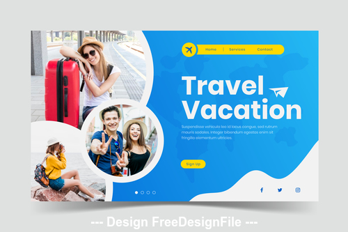 Travel vacation page illustration template vector