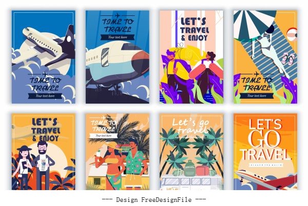 Travel banners templates colorful vector