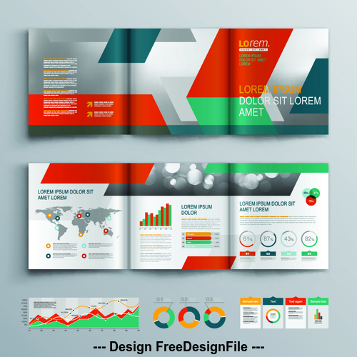 Tri fold color brochure flyer template vector