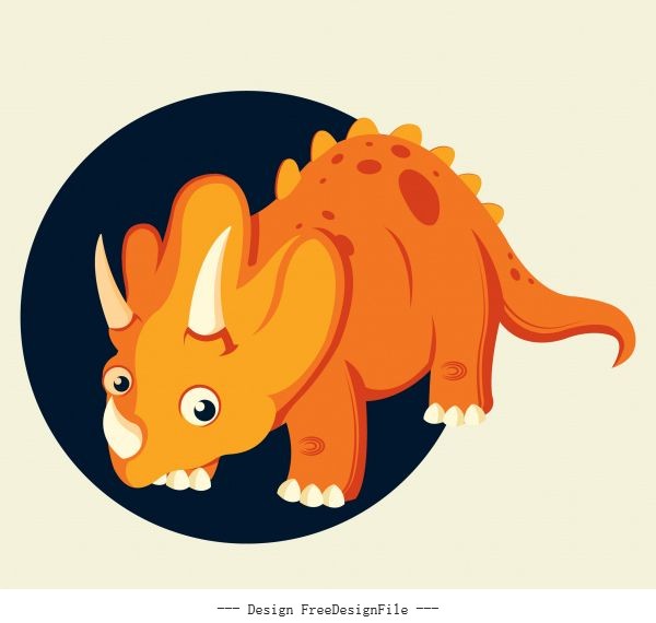 Triceraptor dinaosaur cute cartoon character orange vector