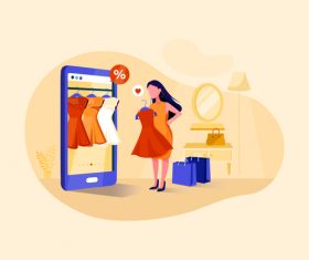 Trying clothes illustration vector