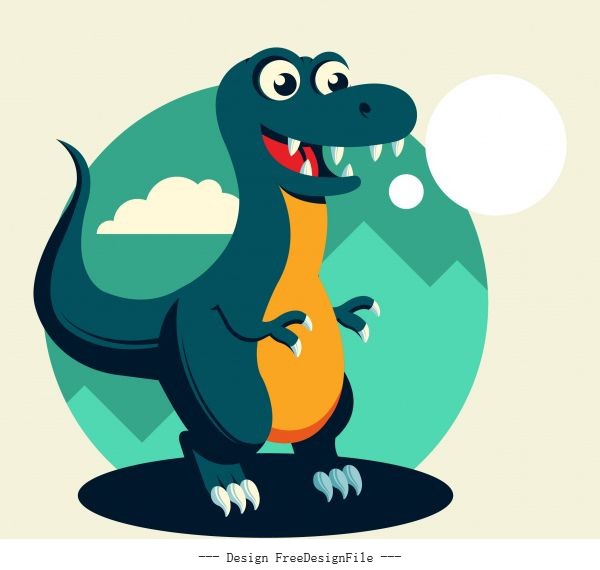 Tyrannousaurus rex dinosaur cute cartoon character shiny vector