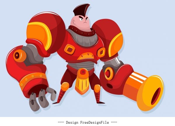 Universe soldier robotic armour decor cartoon character vector