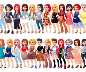 Varied Female Fashion Avatar vector