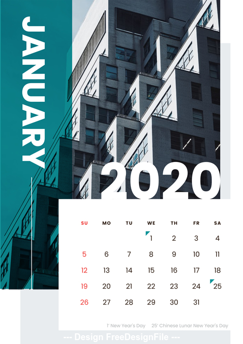 Various building covers 2020 calendar vector 01