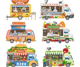 Various food sales cart vector