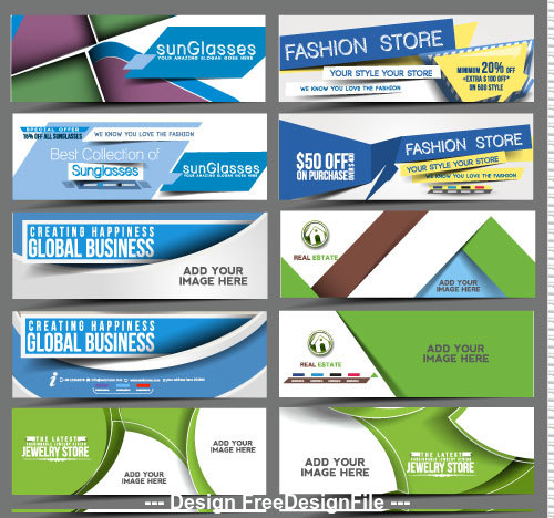Various label banner collection vector