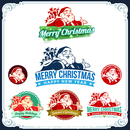 Vintage christmas labels vector