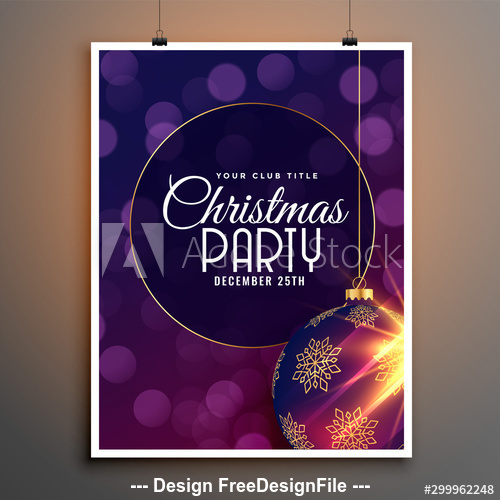 Virtual background Christmas party flyer template vector