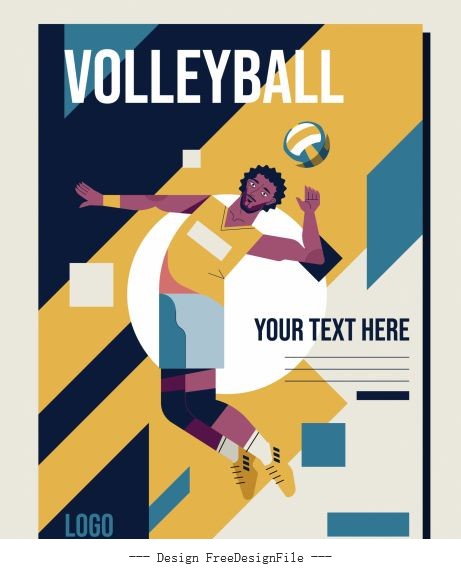 Volley ball poster athlete colorful vector design