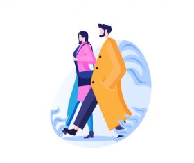 Walking couple cartoon vector