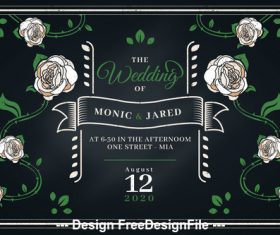Wedding invitation flower background decorative vector
