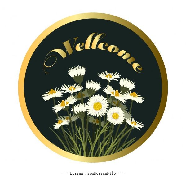 Welcome template floral shiny modern vector