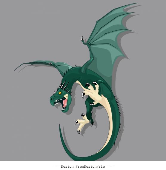 Western dragon fierce green vector graphics